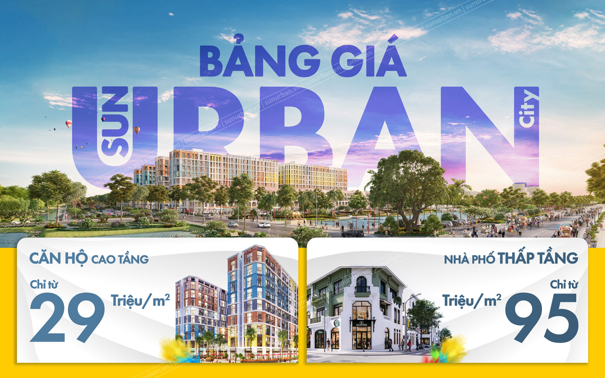 Bảng giá bán Sun Urban City